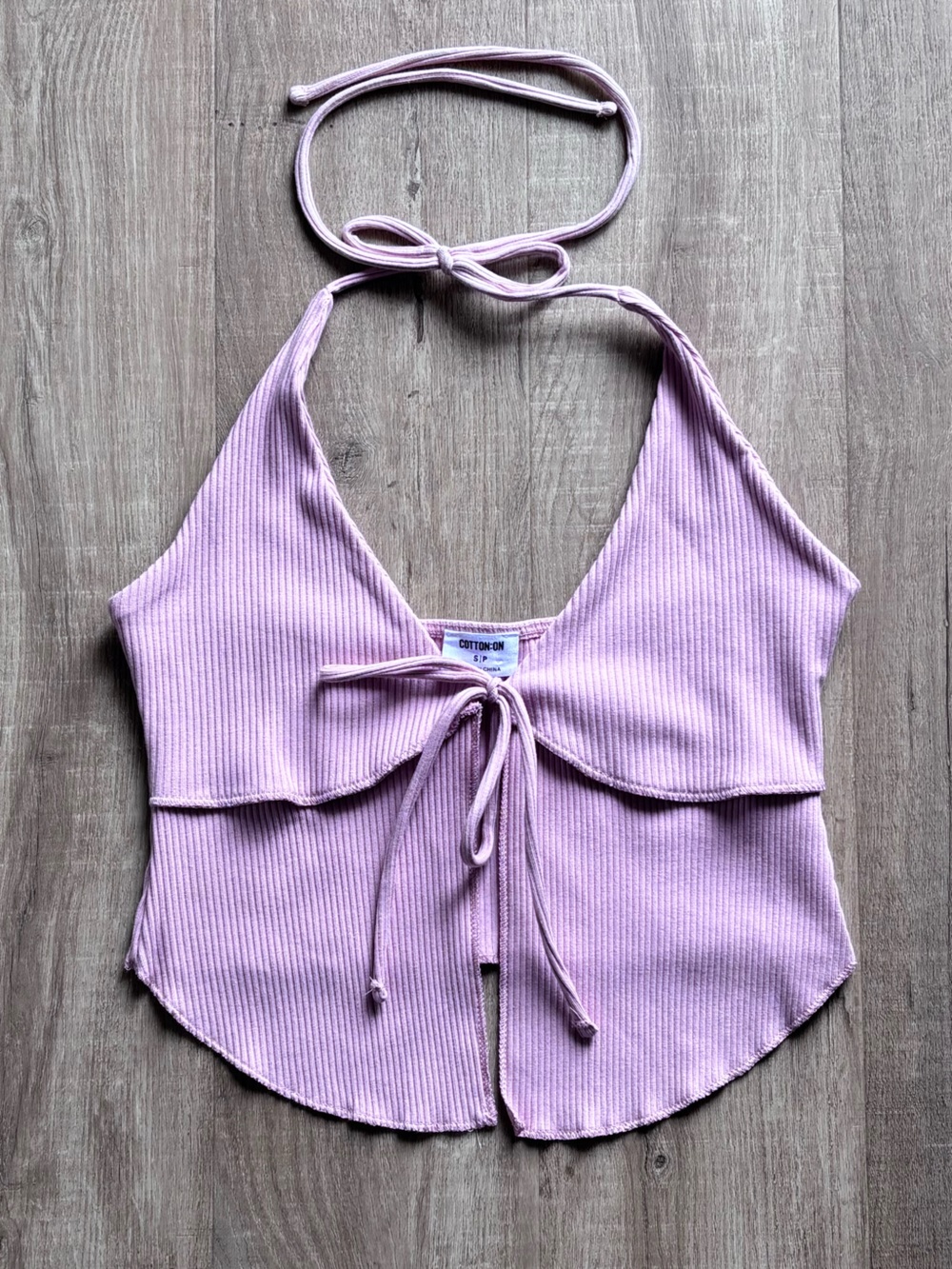 Cotton On Ribbed Halter Tank Top in Light Pink